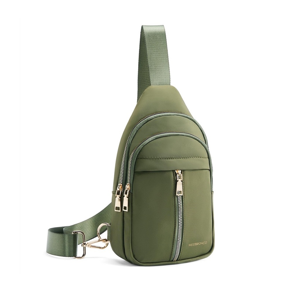 NWT WESTEND Crossbody Nylon Sling Bag in olive green